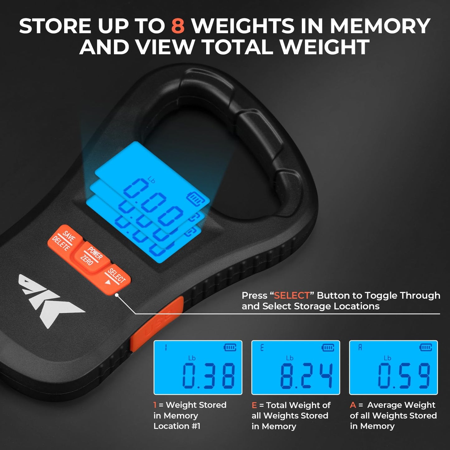 KastKing ToughTide Fishing Scale, USB Charging, 65lb Capacity, Ultra-Thin Digital Fish Scale, LCD Display, Ergonomic Handle, Fish Scales Digital Weight, Fishing Accessories for Men, Black