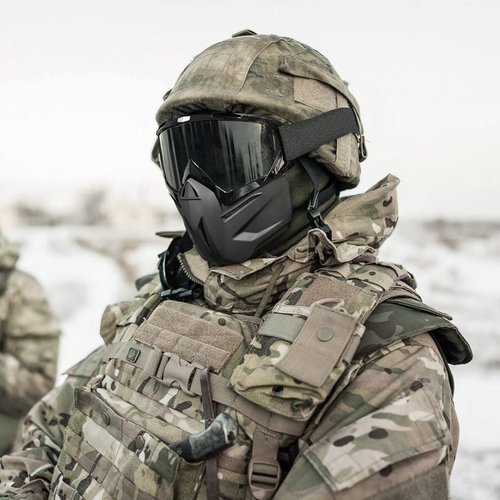 VPZenar Airsoft Helmet, Black Tactical Helmet With Detachable Anti-Fog Gray Goggles, Full Face and Paintball Mask for Cosplay Tactical Gear