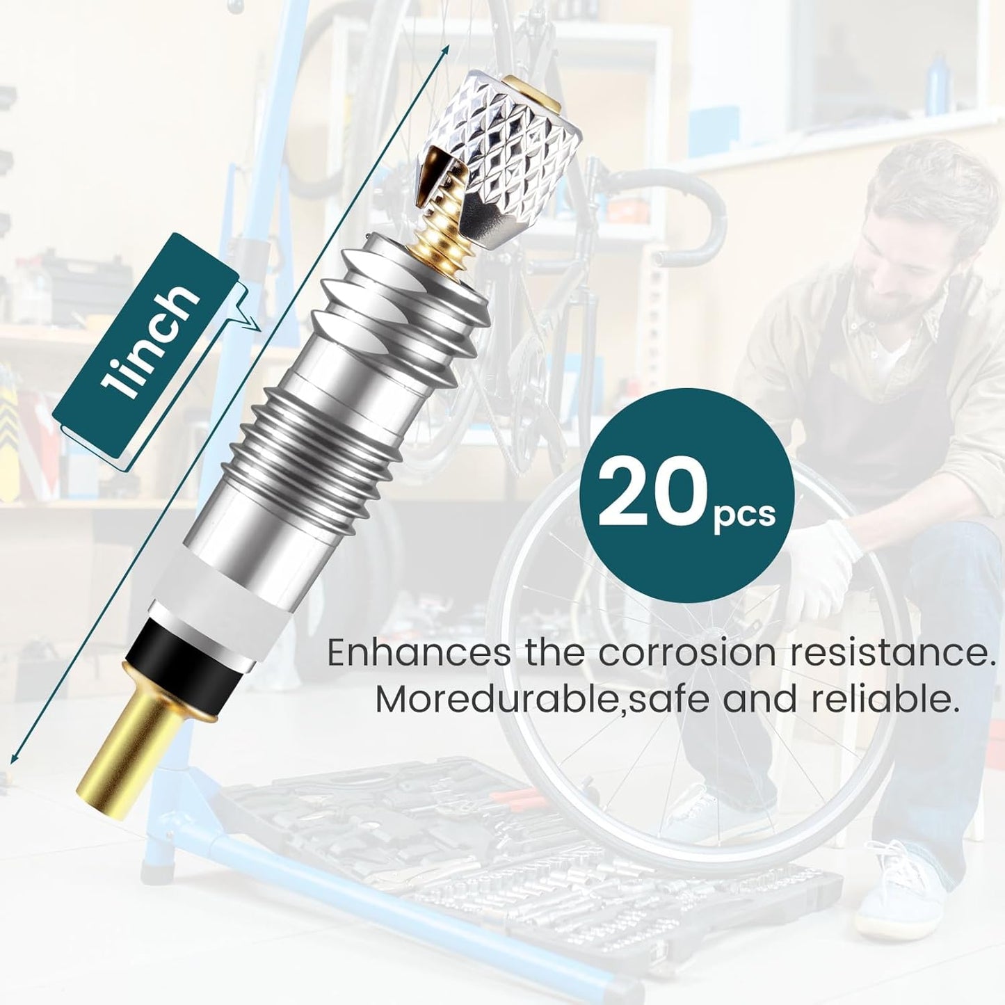 20Pcs Professional Brass Presta Valve Core & Stem - Leak-Proof Valve cores Universal for Tubeless Road/MTB Bike Tires (Standard)
