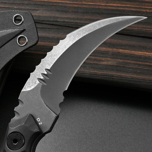 Gtkii GTK691 Fixed Blade Knife D2 Steel Blade Nylon Fiberglass Handle with Kydex Sheath for Outdoor Camping Hunting Hiking Survival EDC Tool(Black)