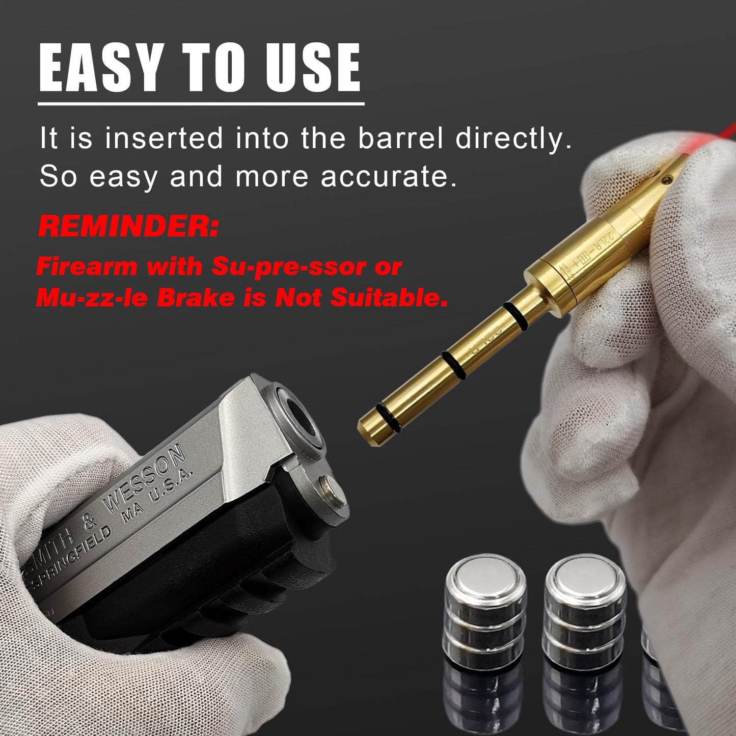 Angeebin Special Laser Boresighter End Barrel Laser Bore Sight Accurately and Easy to Fit Revolvers Pistols Rifle and Air Guns (.22LR/.223REM)