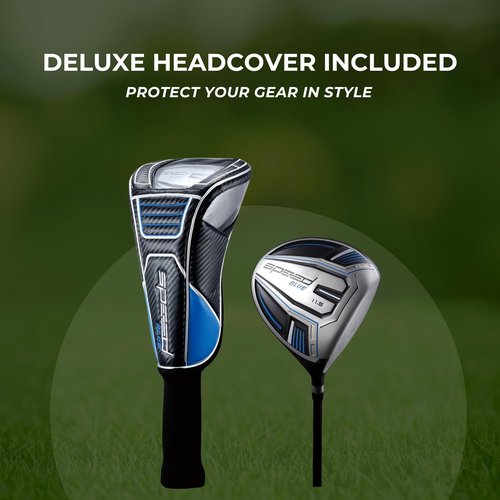 Speed Titanium Driver Golf Club, 10°, 11.5°, 12.5° Loft (Right-Handed), Ultra Lightweight Graphite Shaft, Oversized Sweet Spot, Aerodynamic Design, USGA Conforming Mens Golf Driver + Deluxe Headcover