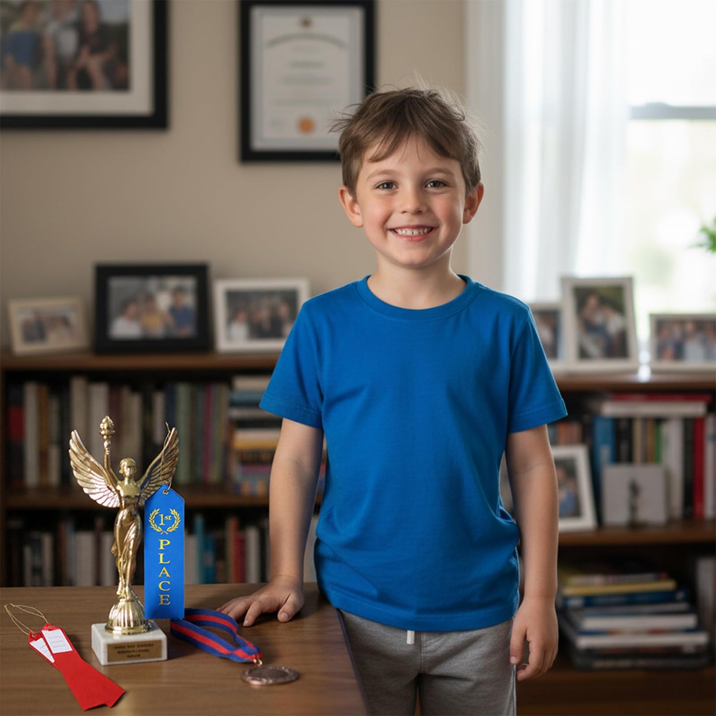 15 Pcs Award Ribbons, 1st 2nd 3rd 4th 5th Place Flat Prize Ribbons Set with Event Card and Rope, First Place Ribbon for Competition Sports Event School Contests(Blue+Red+White+Yellow+Green)
