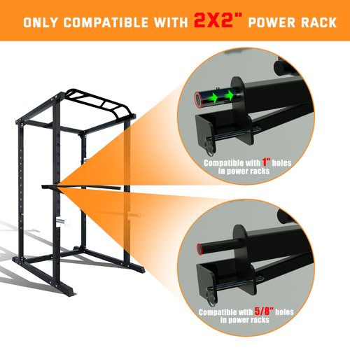 Upgraded-Dip Bar Attachment for 2"x2" Squat Rack, Heavy Duty Power Rack Attachment with 5/8" or 1" Hole, Weight Rack Accessories for Strength Training, Chest, Triceps & Shoulder Workouts, Support 800 LBS