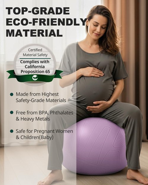 Trideer Pregnancy Yoga Ball – 1.7mm Extra Thick for Labor & Maternity, 440LB Anti-Burst, Non-Slip Stability – Includes Exercise Guide & Baby Memory Book