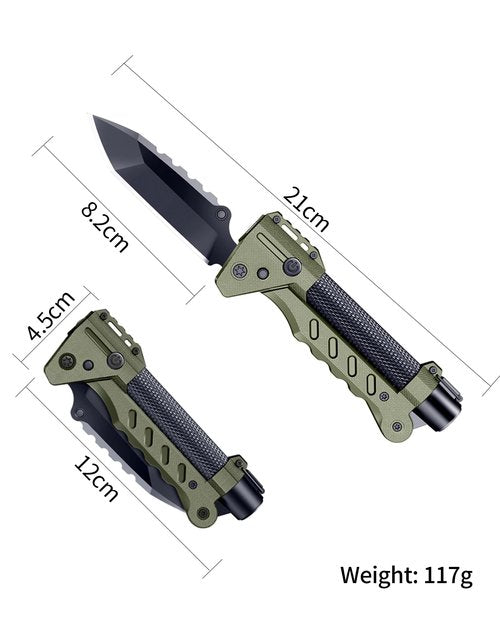 VIPERADE VAK6-S Survival Multitool with Folding Knife, LED Flashlight and Pulse Ignition, EDC Pocket Knife for men, Rechargeable Flashlight with Belt Sheath (Black)