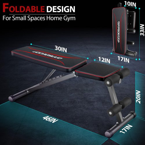 OPPSDECOR Weight Bench for Home Gym, 660LBS Fast Foldable Workout Bench Press for Home Gym Full Body Strength Training, 8 Adjustable Backrests Incline/Flat/Decline Sit up Bench