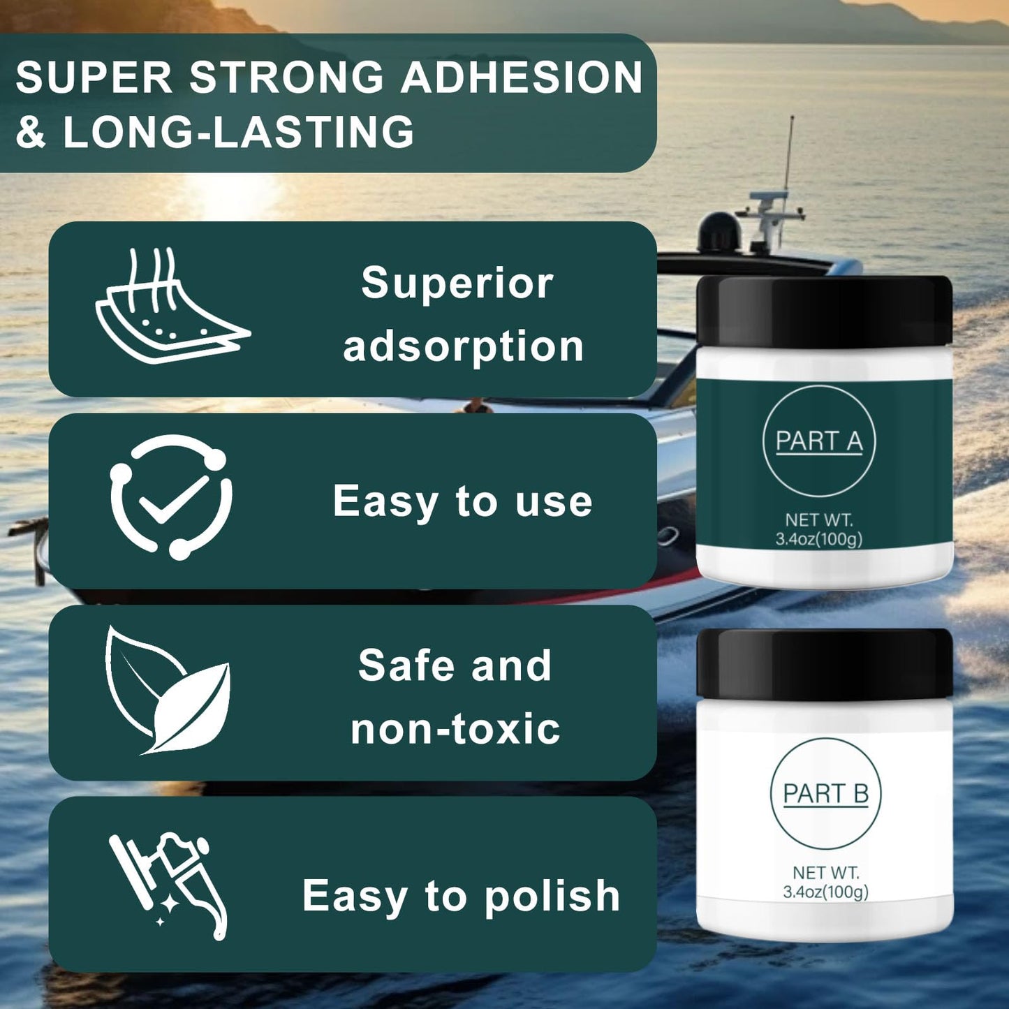 GDDP 200g Gel Coat Repair Kit for Boats, Repair Cracks Scratches Chips Holes Gaps, for Fiberglass, Porcelain, Acrylic