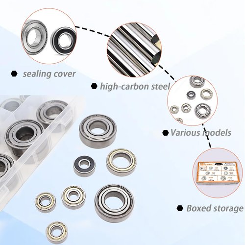 Dianrui Ball Bearings Assortment Kit 44 PCS—608RS/ 608ZZ/ 698ZZ/ 628ZZ/ 6903ZZ/ 6003ZZ/ 6203ZZ Small Bearings Kit for Skateboard Bearings, Furniture Wheel, Roller Skates, 3D Printing and ect—7 Molde