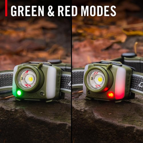 Coast FL95R 1250 Lumen Rechargeable Plus LED Headlamp with Green, Red and Area Light Modes and Glide Focus