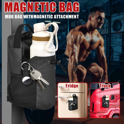 Magnetic Gym Bag for Men and Women, Large Sports Backpack with Water Bottle Holder & Phone Pocket, Fitness Travel Carry-On for Workout, Sports, Office - Black
