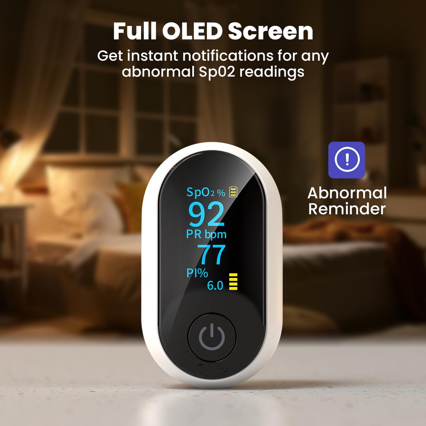 Bluetooth Pulse Oximeter Fingertip, Smart Blood Oxygen Saturation Monitor with App for Sports & Aviation, Accurate SpO2 & Heart Rate Reader with Full OLED Screen, Perfusion Index, Batteries Included