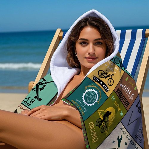 Gift for Bicycle Enthusiasts, Bike Gifts, Mountain Biking Gifts, Oversized Pool Beach Towels for Women Men Summer Gifts, Quick Dry Bath Towels for Vacation, Swim & Camping (Bike Towels, 31.5" x 63")