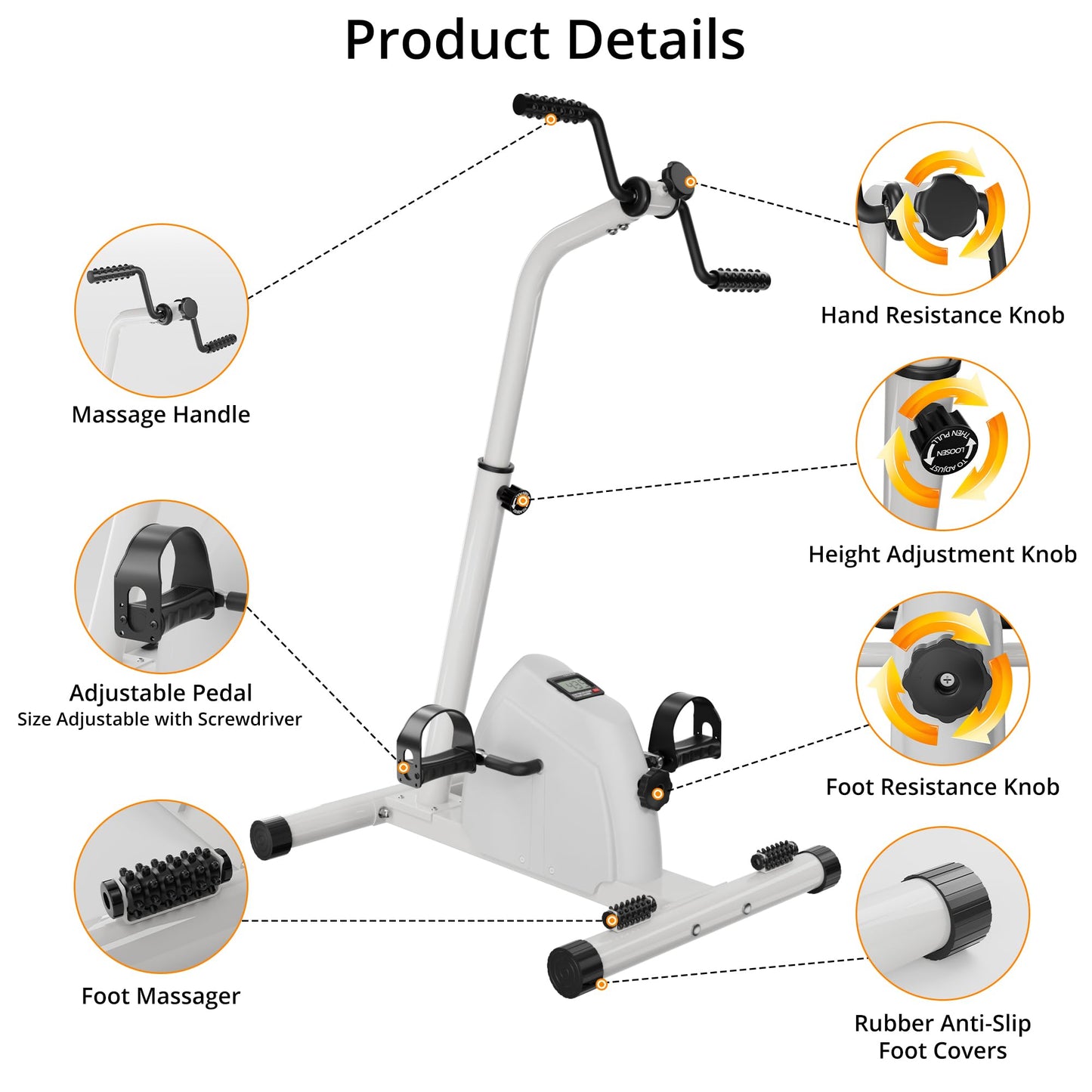 Padel Exerciser Mini Exercise Bike for Leg and Arm Cycling, Warm Up Exercise (Gray)