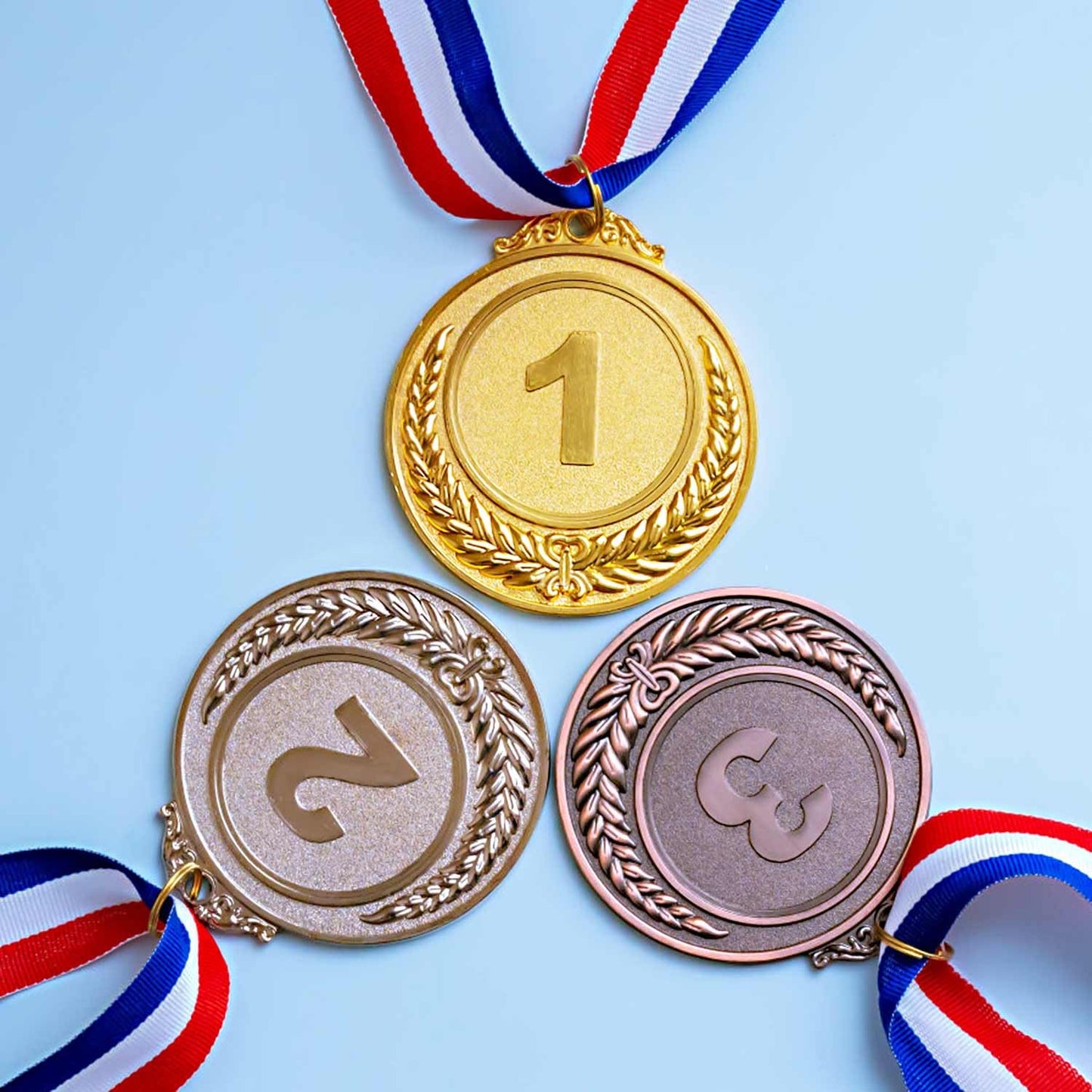 24 PCS Gold Silver Bronze Award Medals with Ribbons ，Victor Medals for 1st 2nd 3rd，Medals for Awards Prepared to Sports Competitions Party Olympic Decorations and Olympic Style 2 Inches