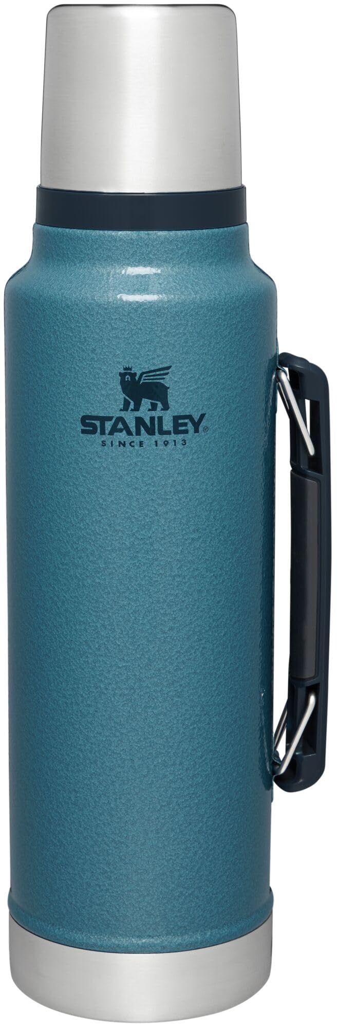 Stanley Classic Legendary Vacuum Bottle 1.5 qt, Wide Mouth with Leakproof Cup Lid, Keep Drinks Hot or Cold, Packable for Travel, Insulated Stainless Steel Thermal Bottle, BPA-Free, Hammertone Lake