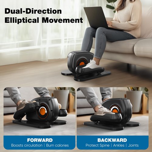 Under Desk Elliptical Machine, Ellipse Leg Exerciser for Seniors, Quiet & Portable Electric Seated Eclipse Exercise Training Machine with Remote,LED Display, Portable Fitness Solution