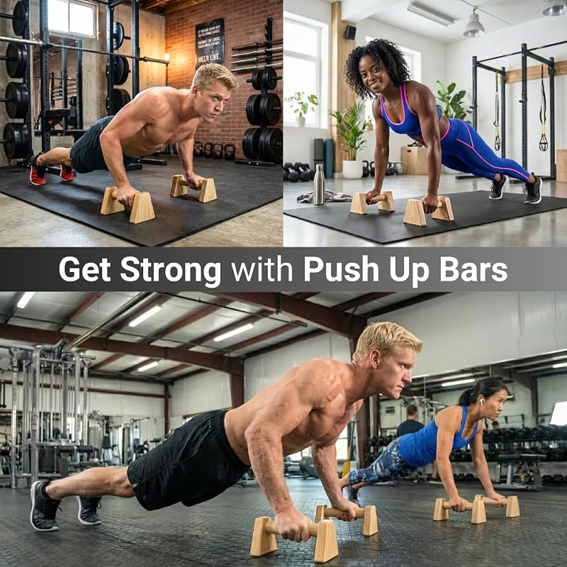 Dark Variation Wooden Push Up Bars for Floor | Parallettes