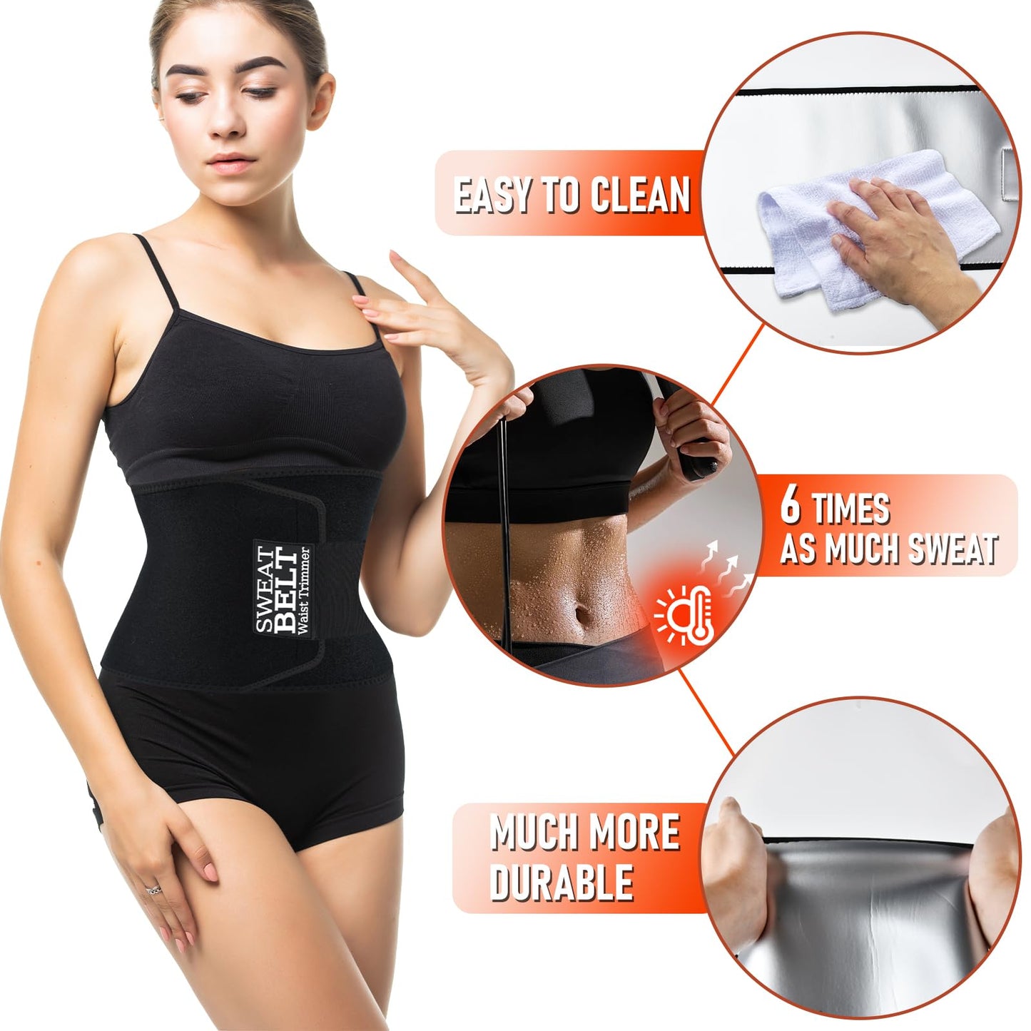 AMZBOSS Waist Trainer for Women & Men, Waist Sweat Band (Silver, M)