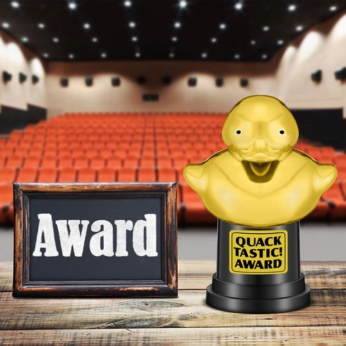 Tondiamo Small Trophy Celebrate The Top Award 6 Inch Tall Plastic MVP Funny Game Small Trophy and Awards for Employees Boss Custom Competition Gifts(Duck)