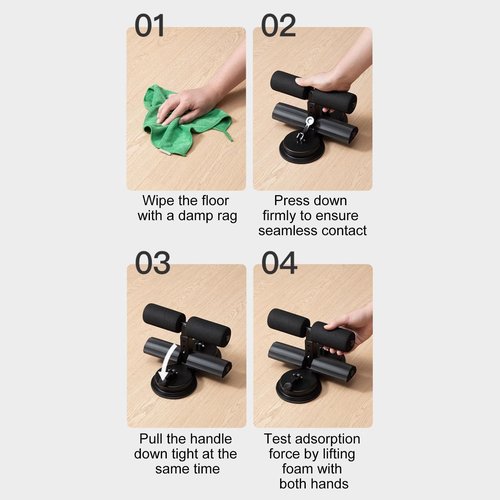 cdar Sit-up Assistant Bar with Resistance Band Abdominal Core Training Sit-up Foot Holder with Dual Suction Cups Home Gym Exercise Equipment Black
