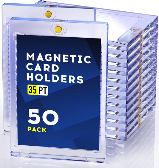 25ct Magnetic Card Holder, 35pt One Touch Card Holder, U-V Protectors Hard Plastic for Trading Cards, Magnet Case, Sports, Game, Football, Baseball Cards Holder