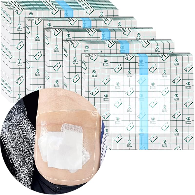 Waterproof Shower Cover with Non-Stick Center Pad (6x6 inch, Pack of 25) for Post-Surgery Wounds