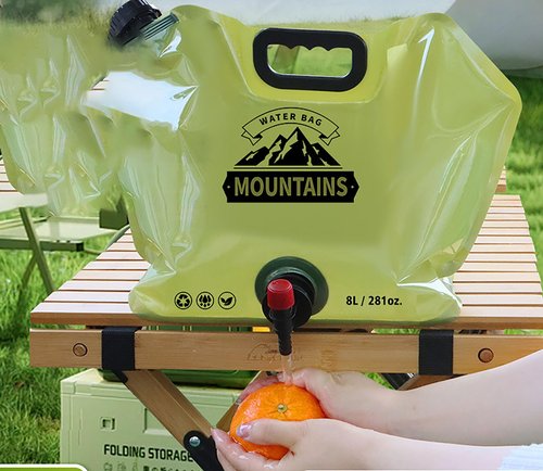 Outdoor Water Bag with Faucet, 2 Pcs Random Color 8 L(281 oz) Thick PE Folding Camping Water Bag for Outdoors (2)