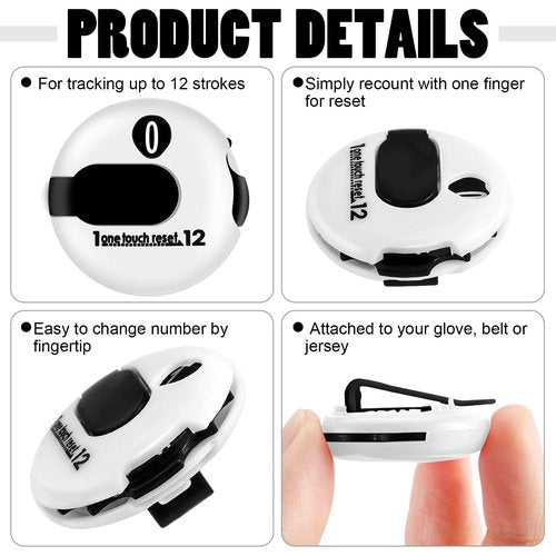 Weewooday 2 Pieces Golf Score Counter Golf Stroke Counter Golf Counter Clicker with One Touch Reset for Golf Game Scorekeeper Outdoor Activities Sport (Black, White)