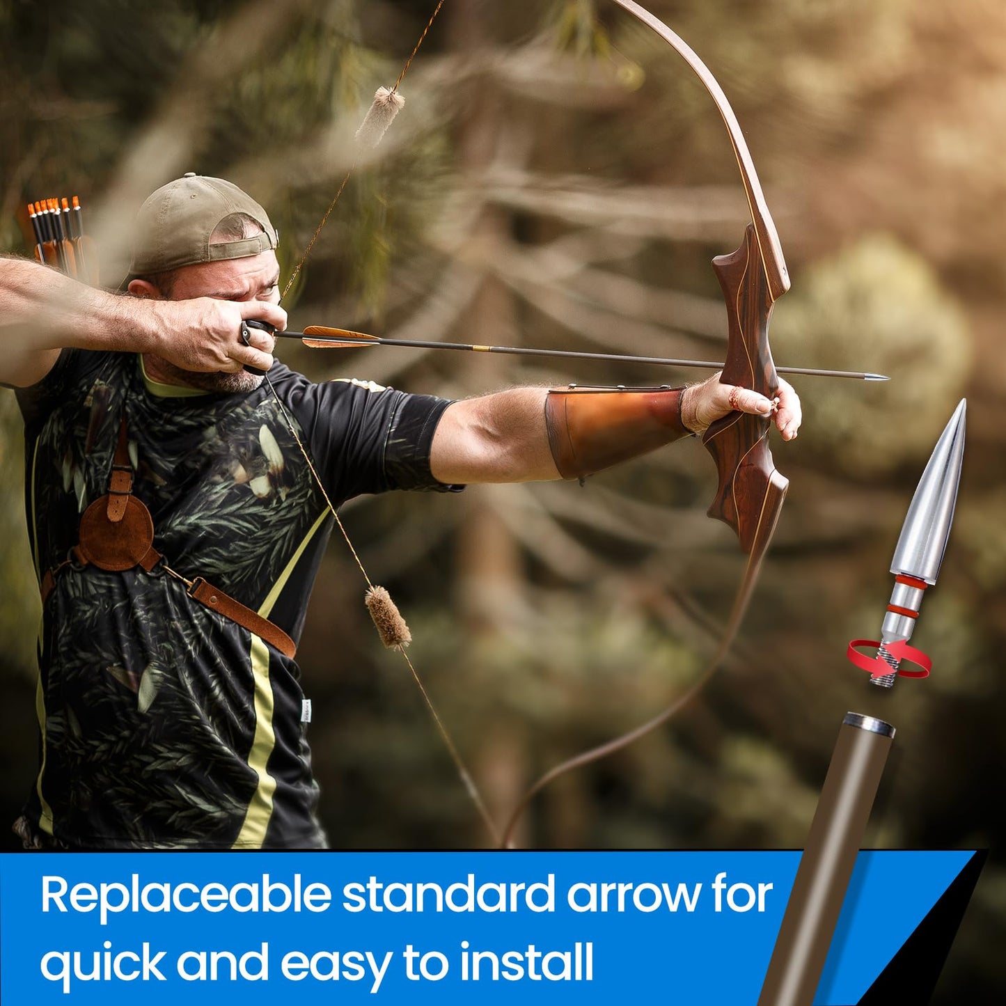 JGSDD 12pcs Archery Field Points, 100/125/150/300 Grain Field Points, Screw-in Archery Field Broadheads for Recurve, Compound Bow Crossbow, Archery Target Crossbow Practice Tip (19/64-125grain)