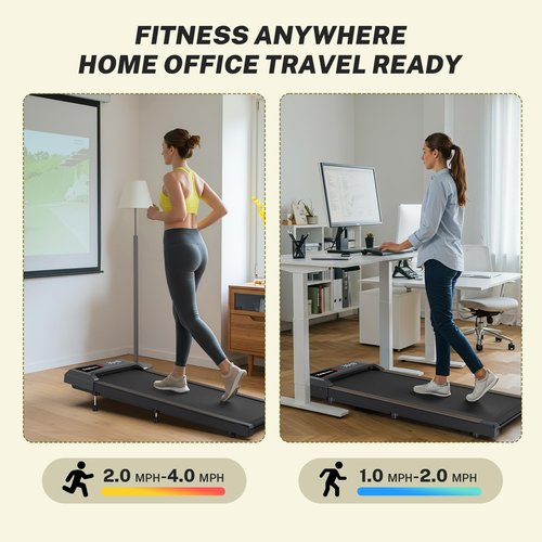 WELLFIT Walking Pad Treadmill with Incline/Decline,300+ lbs Capacity,2.5HP Quiet Standing Under Desk Walking Jogging Running Machine for Apartment Office Home,Works with Apps & Remote Control