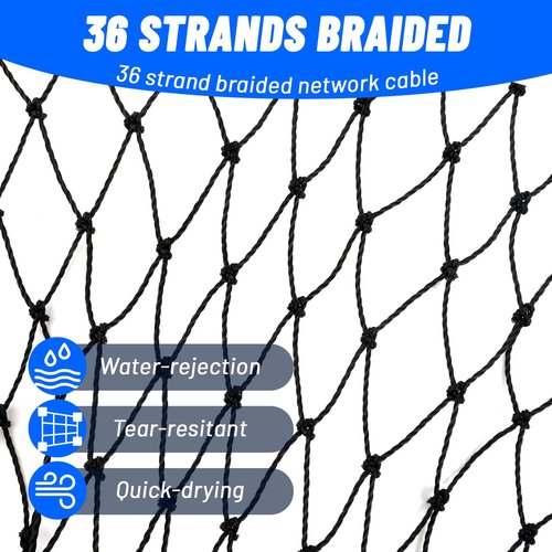 EcoBrisa Foldable Bridge and Pier Fishing Net for Pier Fishing High Load Drop Net Fish Basket for Saltwater Freshwater Collapsible Basket with 49.2 FT Rope Soft Steel Hoop (Black, 32 * 36inch)