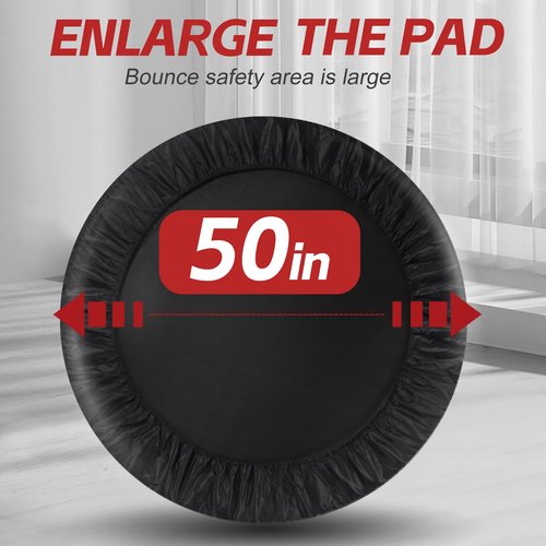 Rebounder Trampoline for Adults, 40"/50" Foldable Spring Fitness Trampoline with Adjustable Foam Handles - 450 lbs Capacity, Quiet & Stable Indoor/Outdoor Exercise Equipment for Cardio Workout