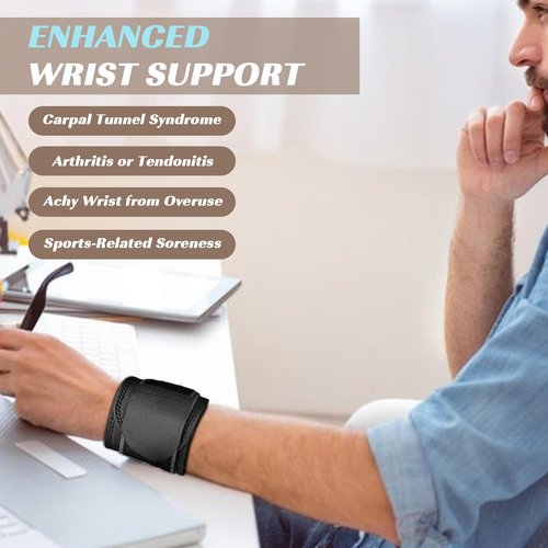 KixMalkinly 2PACK Wrist Compression Strap,Highly Elastic Adjustable Wrist Wrap Sport Support for Fitness Weightlifting,Wrist Brace Can Pain Relief-Wear for women and man(Black)