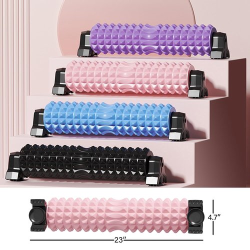 Portable Foam Roller with Suction Cup for Muscle Massage & Sawtooth Trigger Point Therapy (Purple)
