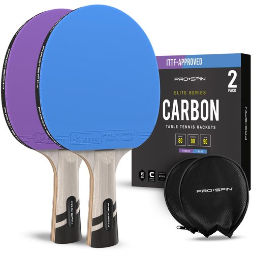 PRO SPIN Ping Pong Paddles - Professional Level Table Tennis Rackets with Carbon Fiber for Superior Control | 7-Ply Blade, Premium Rubber, 2.0mm Sponge | Includes Protector Case