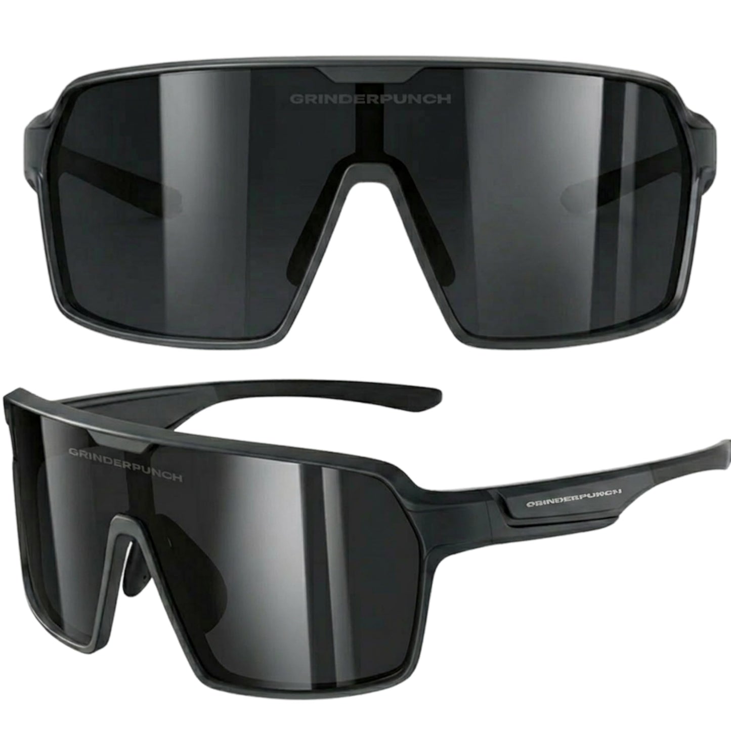 grinderPUNCH Polarized Sport Sunglasses for Men and Women, Lightweight Sun Glasses with UV Protection for Baseball Picketball Snow Hiking Cycling Running Fishing (Black)