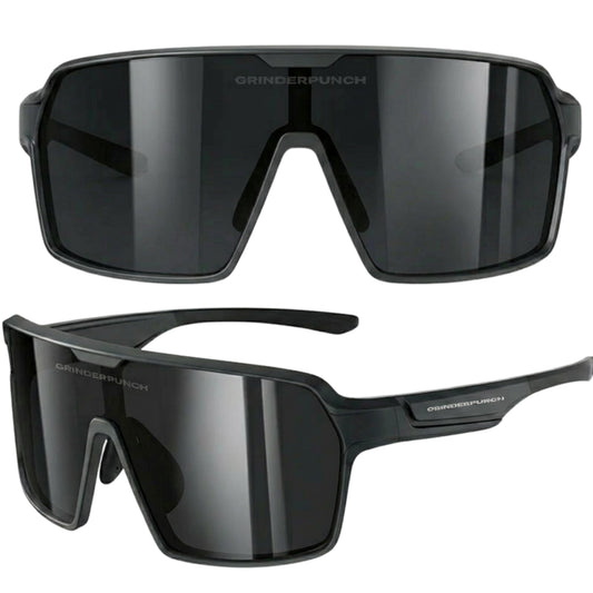 grinderPUNCH Polarized Sport Sunglasses for Men and Women, Lightweight Sun Glasses with UV Protection for Baseball Picketball Snow Hiking Cycling Running Fishing (Black)