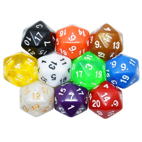 SmartDealsPro 10-Pack 20 Sided Dice D20 Polyhedral Dice for DND RPG MTG Table Game (Mix Color)