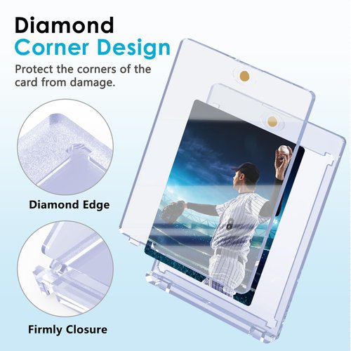 SAMYUCHO 25ct Magnetic Card Holder 35pt Magnetic Card Holders for Trading Cards Display Case Holders Protectors Sleeves Hard Plastic Cover for Sports Game Cards