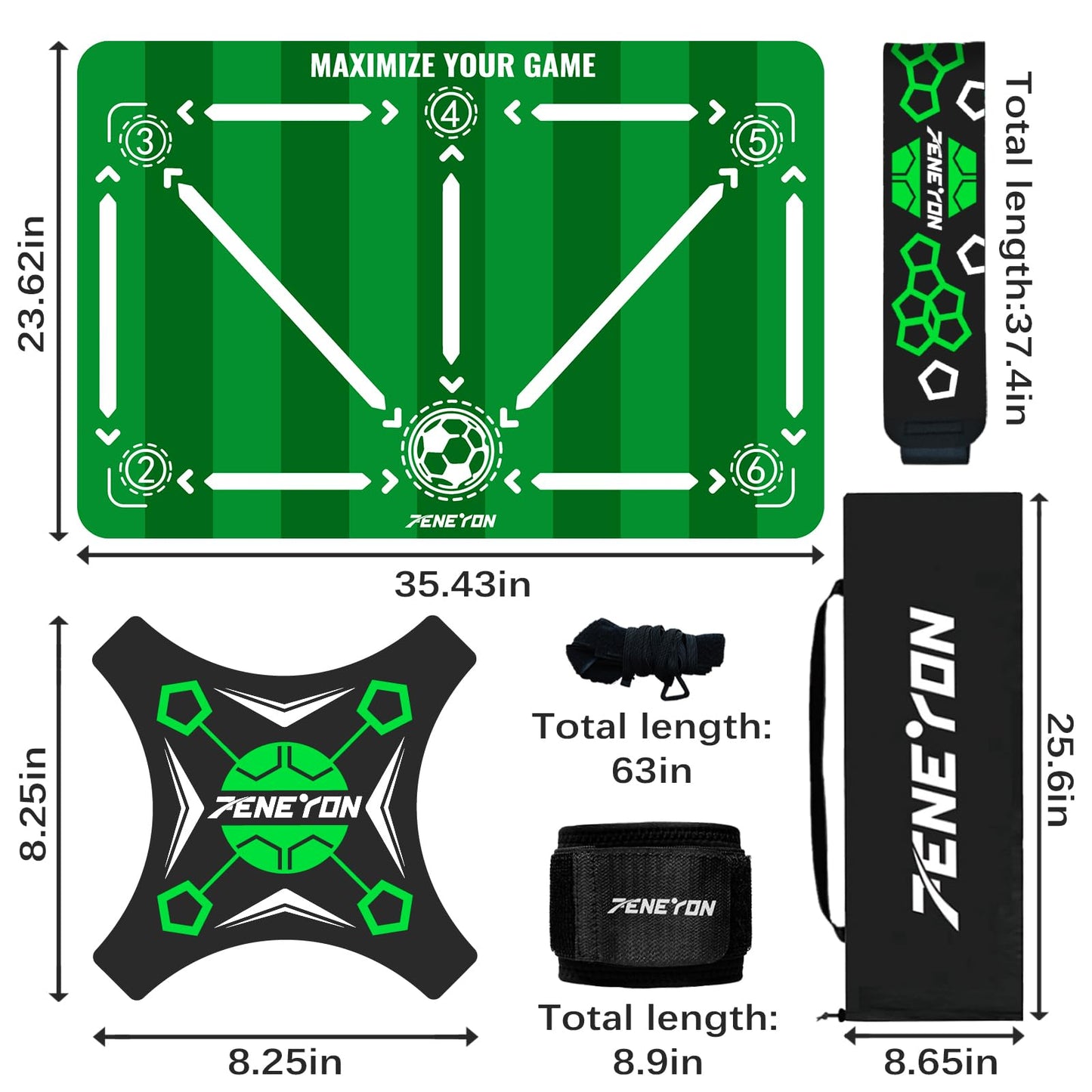 Soccer Training Equipment,Soccer Training Mat Improve Strength,Agility and Coordination,Anti-Slip Silent Absorption Soccer Footwork Training Mat,Soccer Trainer for Indoor/Outdoor Drills