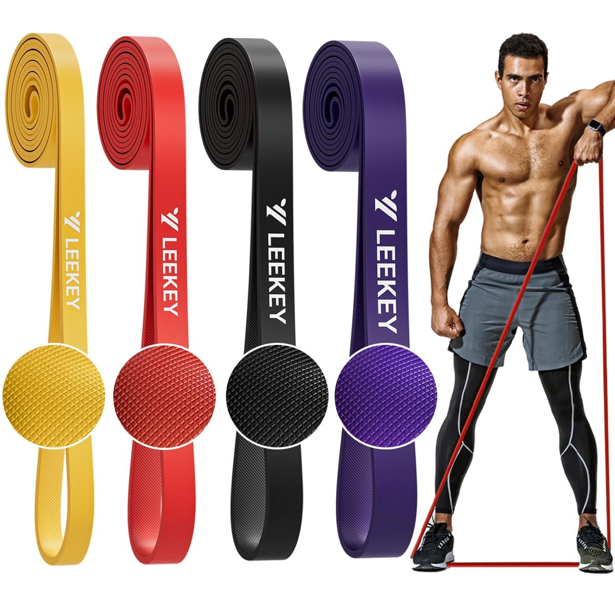 LEEKEY Pull Up Assistance Bands,Muit Levels Resistance Bands for Senior/Adults,Exercise Bands with Door Anchor, Strength Bands for Fitness Training, Physical Therapy,Home Gym Workouts