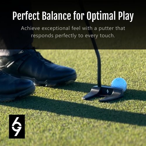 69 Golf Golf Putter with Grip for Men 35'" Length | Stepped Steel Shaft | PVD Coating Putter Head (Right)