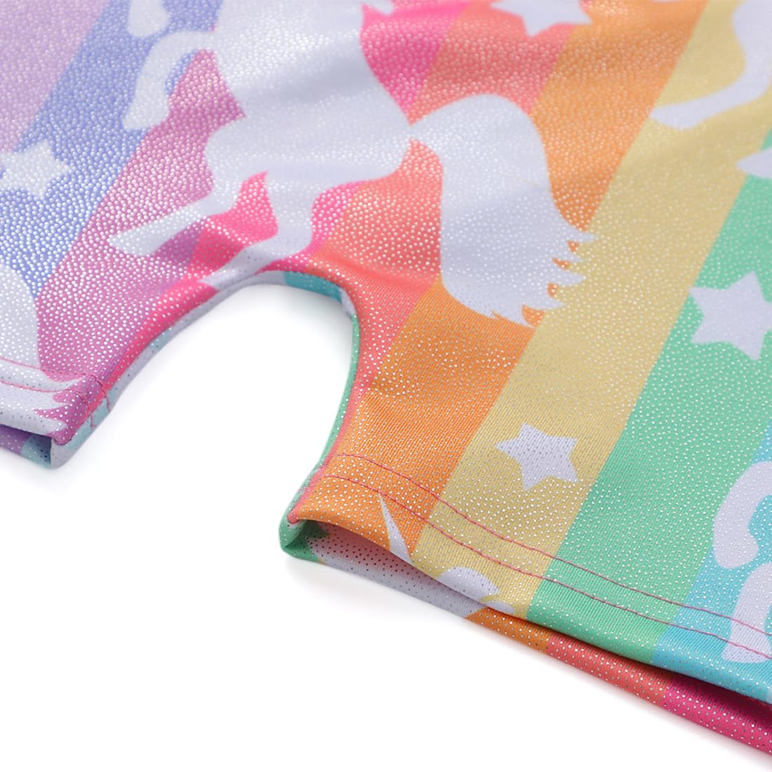 HOZIY Unicorn Leotards for Girls Gymnastics Size 7-8 Years Old Rainbow Stripe Biketard Tumbling Outfits for Kids
