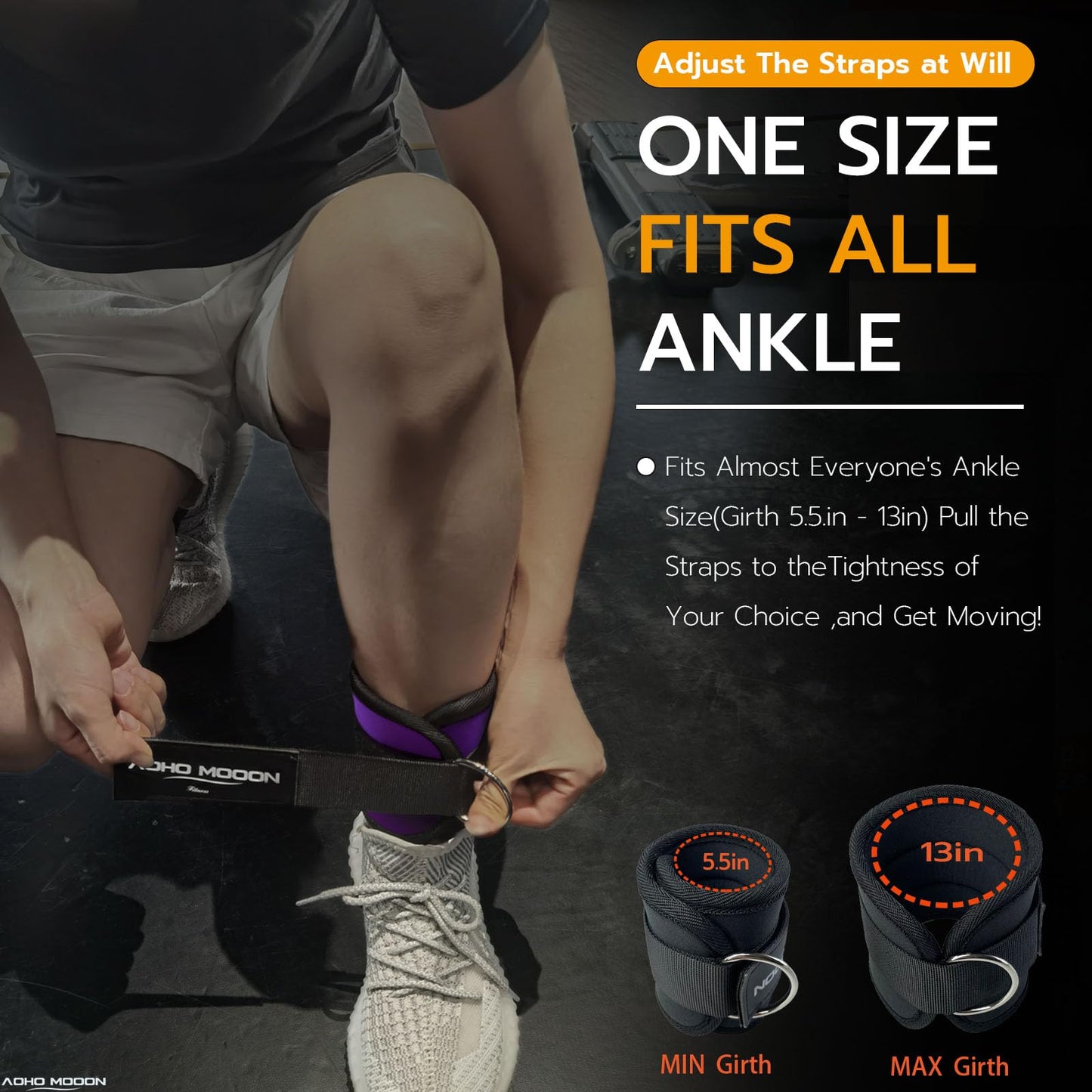 AOHO MOOON Comfortable Adjustable Ankle Straps for Cable Machines Women, Gym Workout Leg Strap, Ankle Cuffs for Glute Workouts, Foot Straps for Kickback, One Size Fit All(Single, Purple)