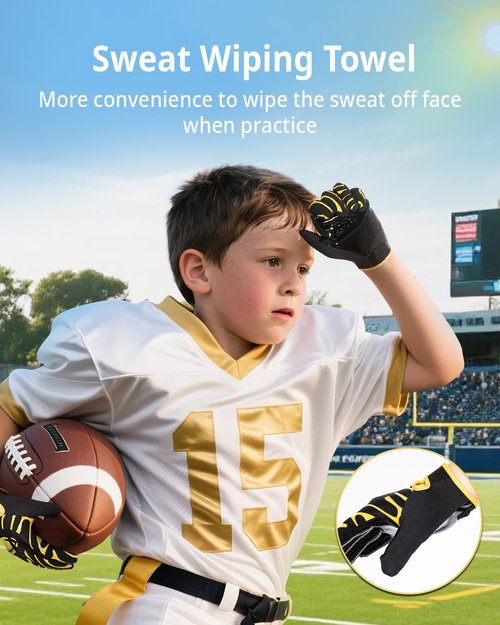 Pixel Panda Youth Football Gloves, Flag Football Gloves for Kids with Super Sticky Grip, Best Birthday Receiver Glove Gifts for Boys Girls