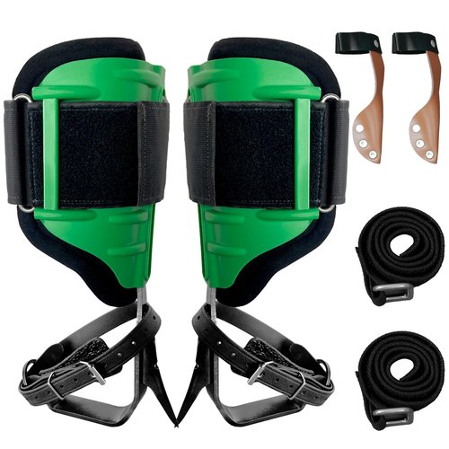 MR DIY TOOLS Tree Climbing Spikes Set, Alloy Steel Climbing Spurs, 350lbs Load Capacity, Green, Classic Style, Ideal for Climbers, Fruit Picking & Lumberjack
