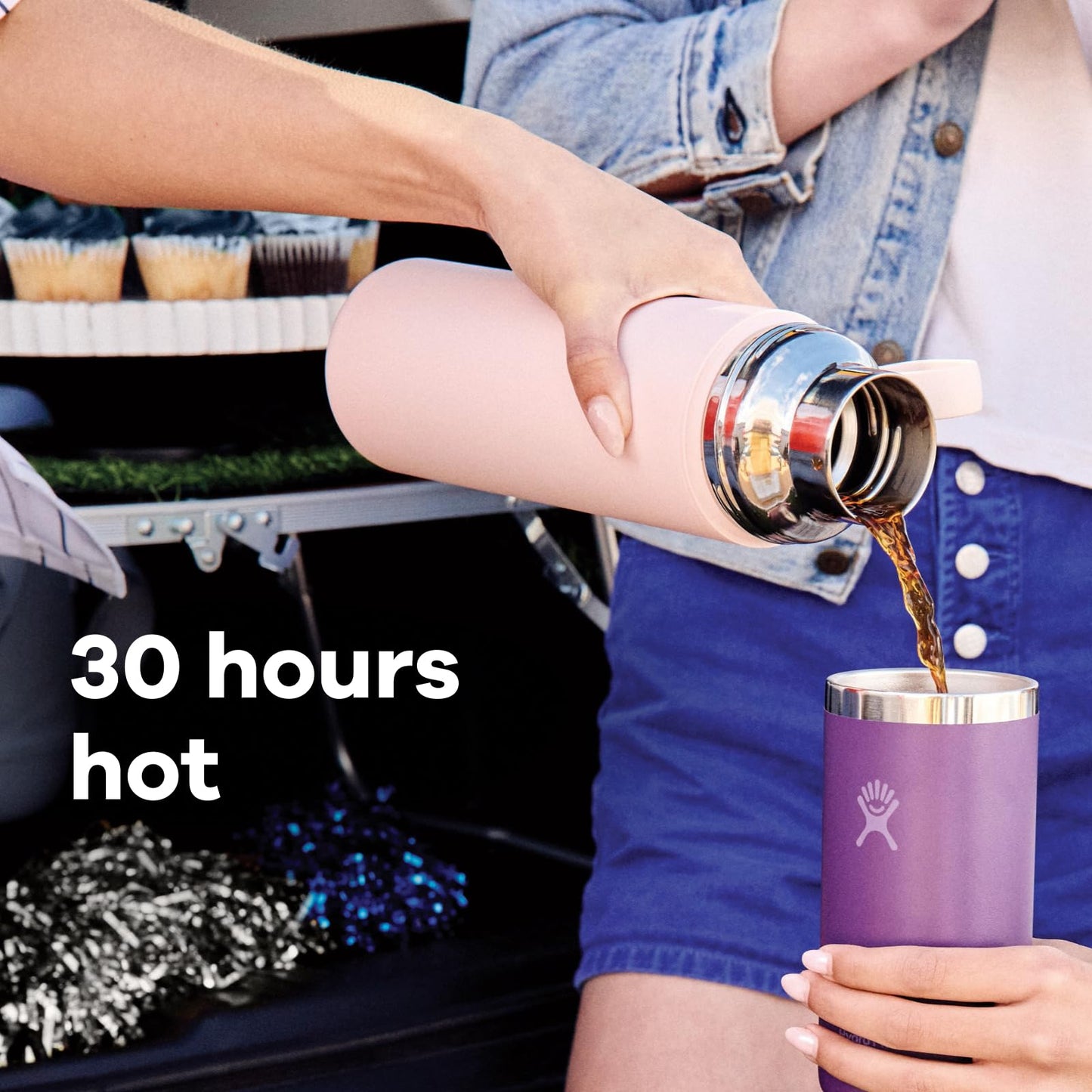 Hydro Flask Hot Flask & Cup – Insulated Stainless Steel, Hot Drink Travel Container for Coffee & Tea 28 Oz Birch Gray