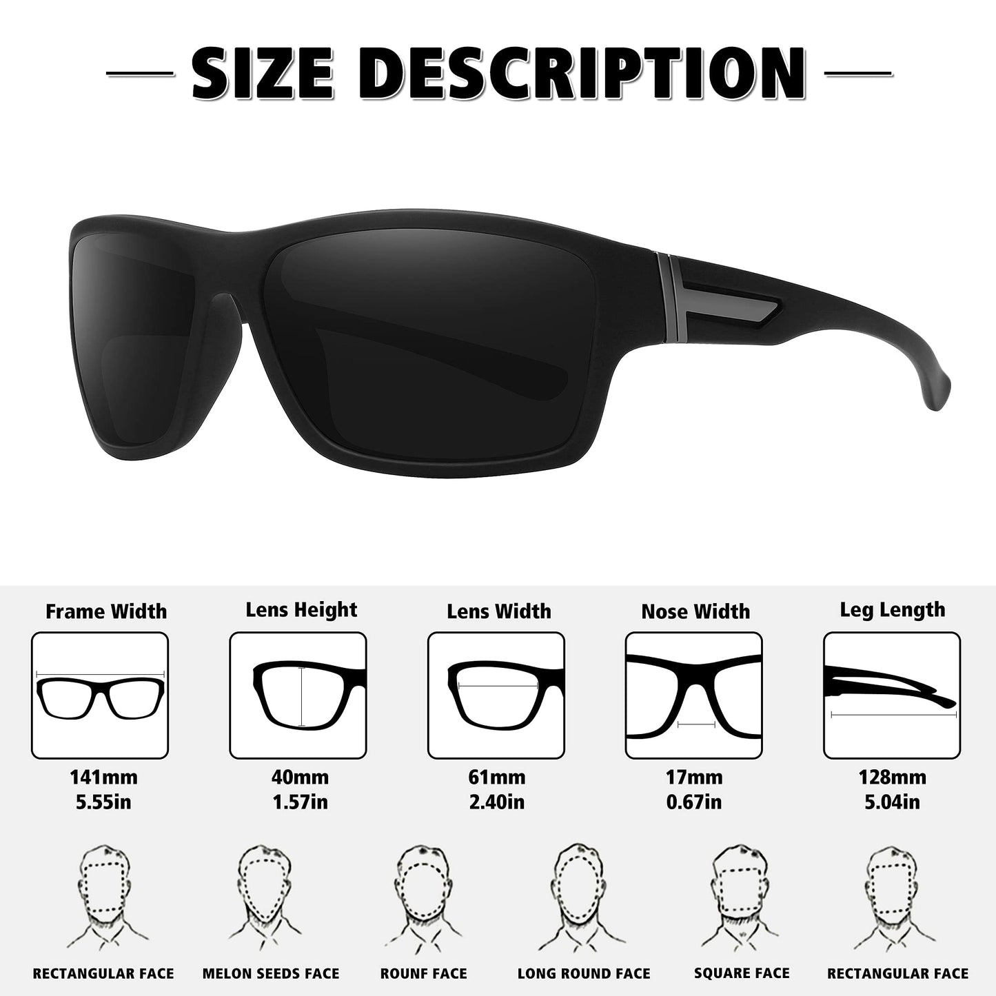 STORYCOAST Polarized Sports Sunglasses for Men Women Unbreakable Frame Cycling Fishing Driving Matte Clear Gray Frame-Blue Mirror Lens
