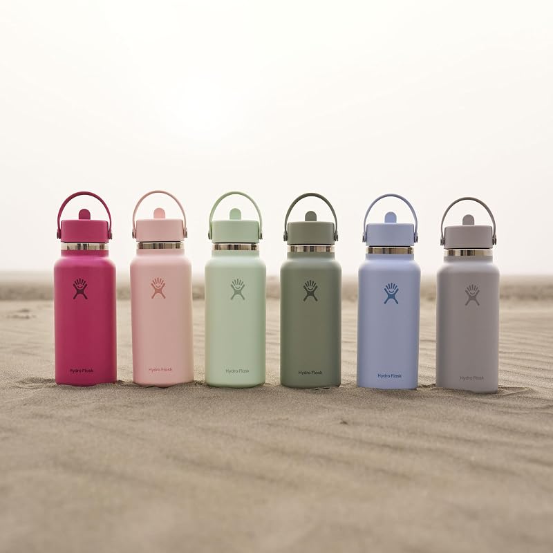 Hydro Flask 40 Oz Wide Mouth Stainless Steel Water Bottle with Leakproof Straw Lid - Agave Green (Variation: Tonal Trillium+1+40 Ounces)